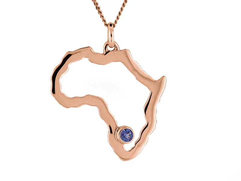 Tanzanite in Africa Pendant - Rose Gold